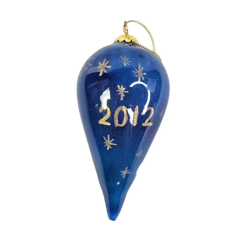 Pier 1 Li Bien Angel Ornament Inside Painted Tear Drop Shape Christmas Glass Box